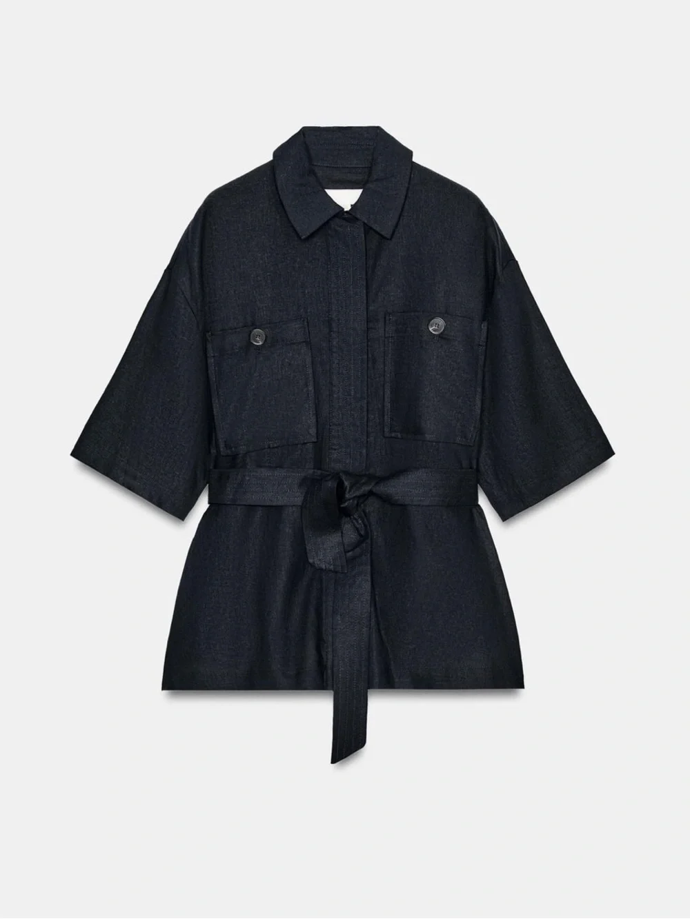 NWT Zara Belted Linen Safari Jacket Top